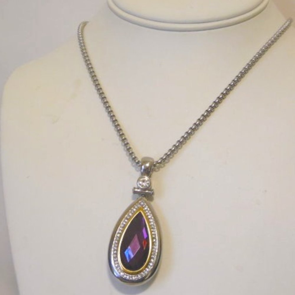 Emma Skye Pear-shape Purple Pendant w/ 18 Inch Chain